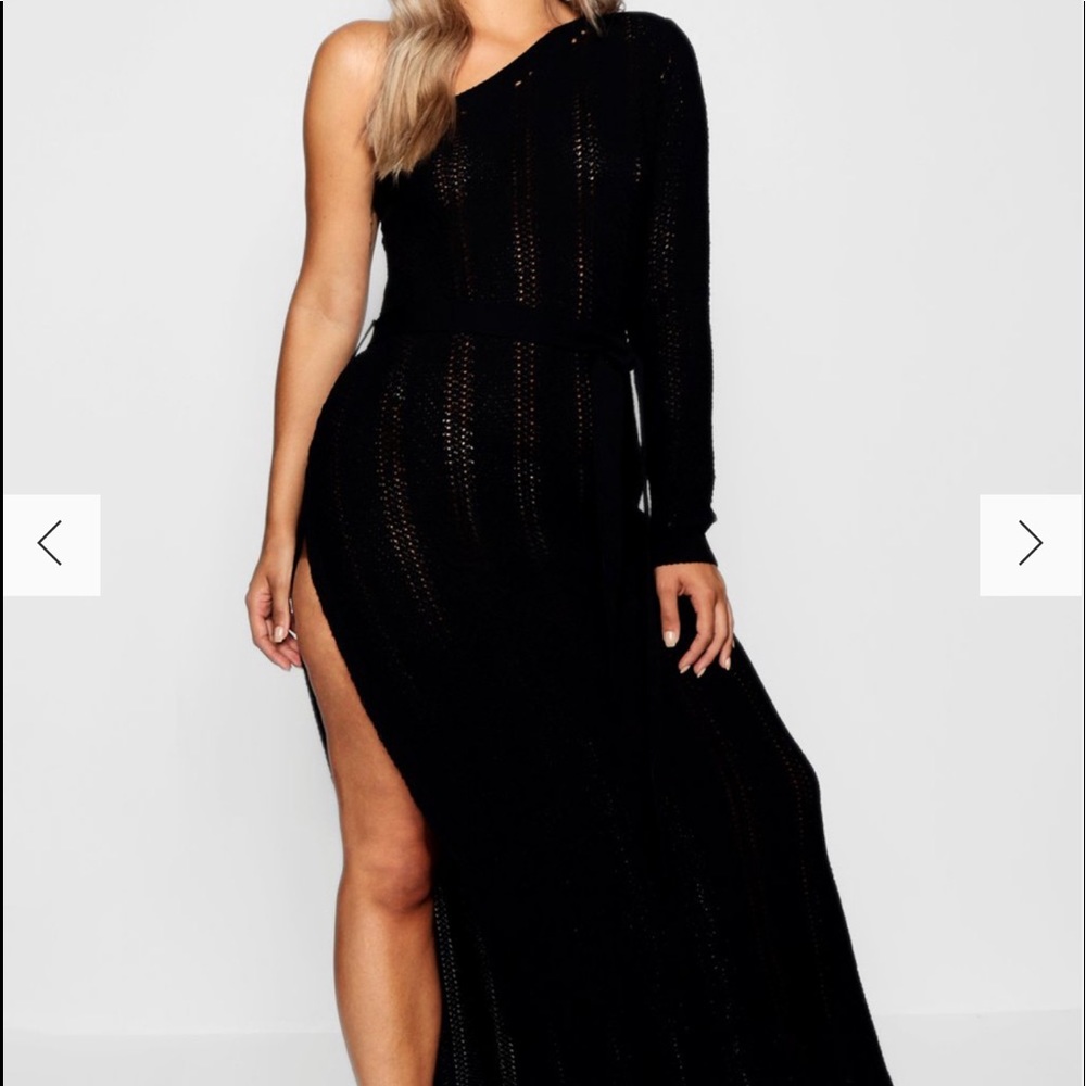 Boohoo Black Crochet Coverup/ Maxi Dress